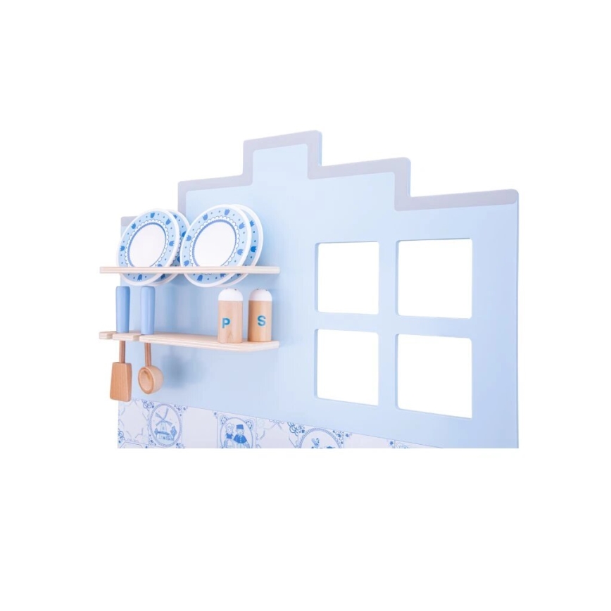 New Classic Toys - Cozinha em madeira com acessórios azul