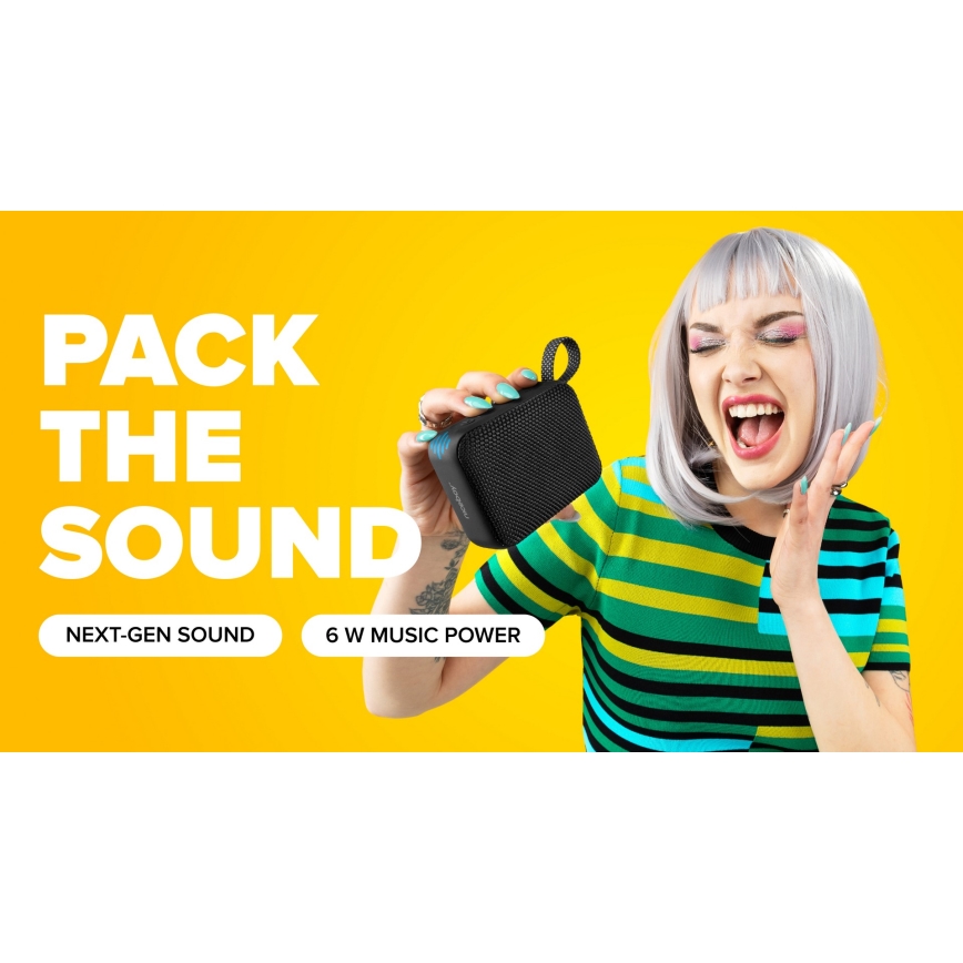 Niceboy Atom 4 - Coluna LED sem fios com microfone 6W/1000 mAh IP67 preto