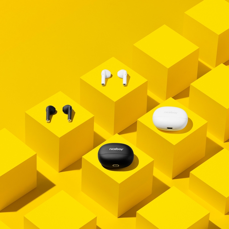 Niceboy Beans 4 - Auscultadores sem fios 300 mAh + 2x 35 mAh IPX4 branco