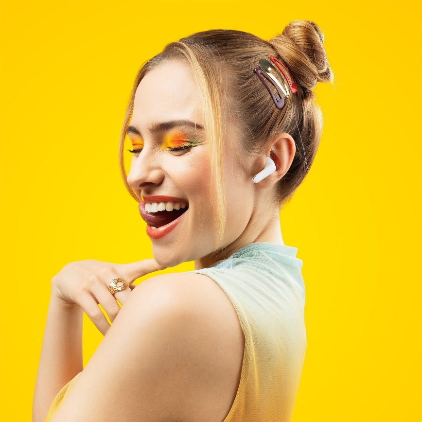 Niceboy Beans 4 POP - Auriculares sem fios 200 mAh + 2x 30 mAh IPX4 branco