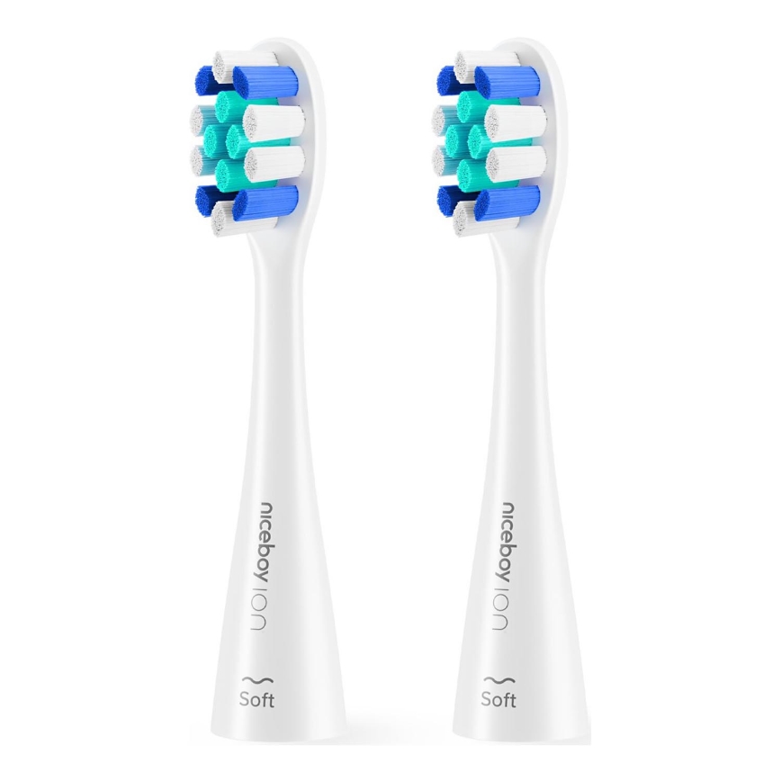 Niceboy - CONJUNTO 2x Cabeças de substituição Lite Soft para escova de dentes ION Sonic branco