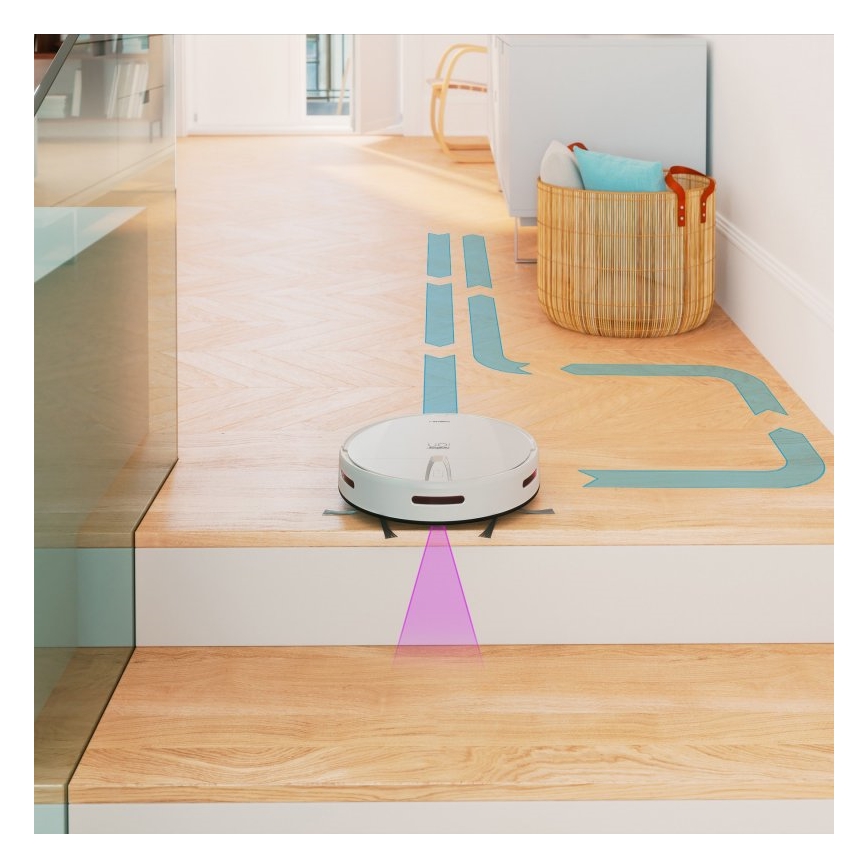 Niceboy ION Charles i4 - Aspirador robô inteligente 2 em 1 4400 mAh Wi-Fi branco + controlo remoto