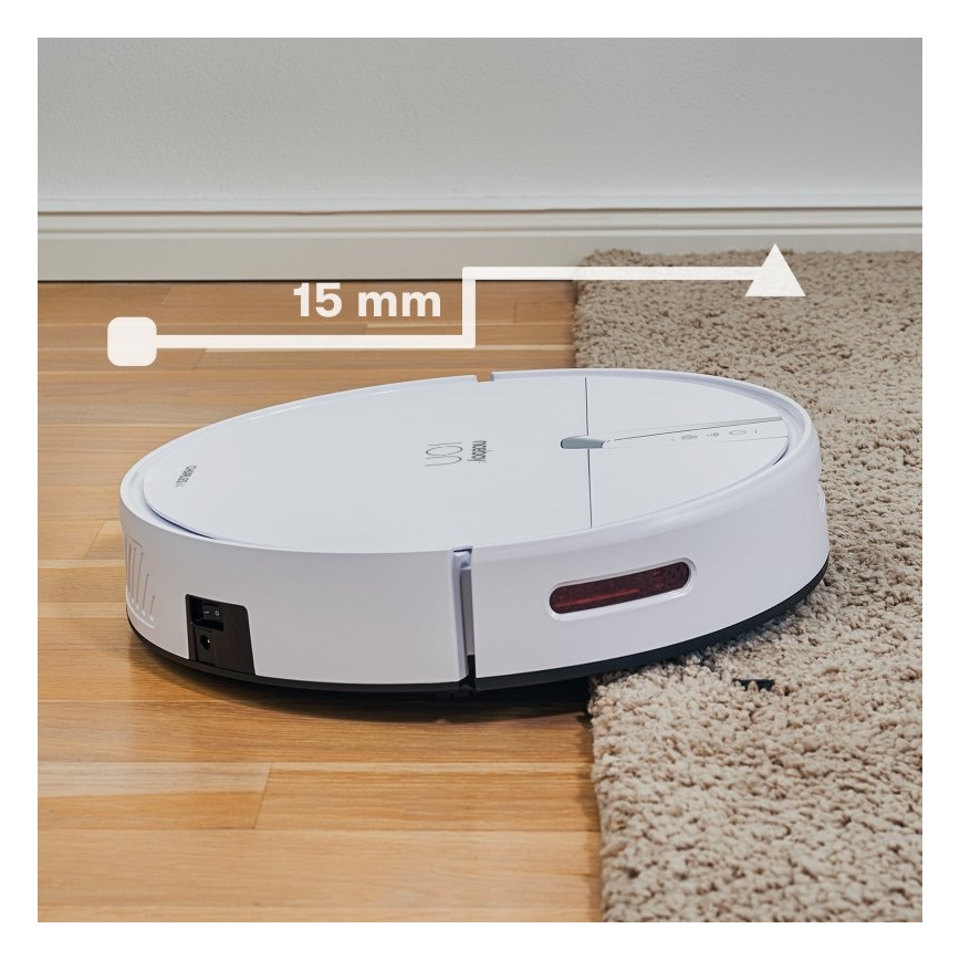Niceboy ION Charles i4 - Aspirador robô inteligente 2 em 1 4400 mAh Wi-Fi branco + controlo remoto