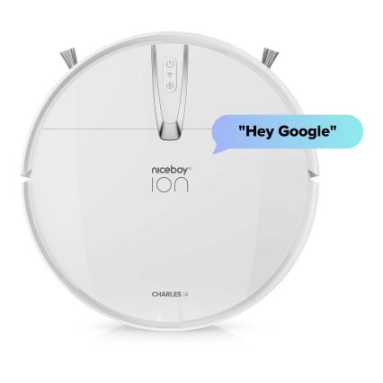 Niceboy ION Charles i4 - Aspirador robô inteligente 2 em 1 4400 mAh Wi-Fi branco + controlo remoto