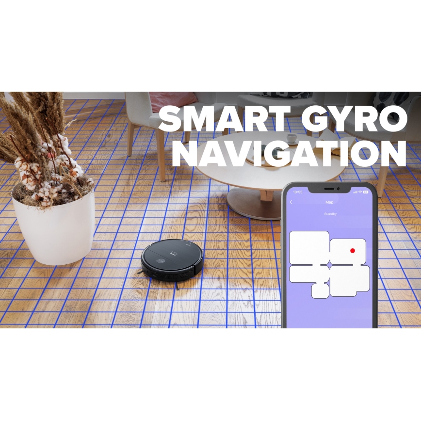 Niceboy ION Charles i6 - Aspirador robô inteligente 2 em 1 2600 mAh Wi-Fi preto