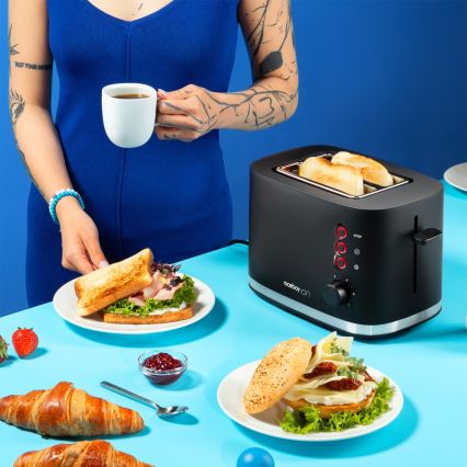 Niceboy ION Cruncher C3 - Torradeira com 2 espaços e assador 870W/230V preto