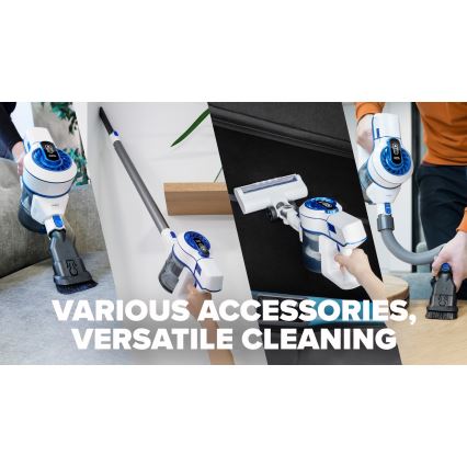 Niceboy ION Hurricane H5 - Aspirador vertical sem fio 2 em 1 150W/2200 mAh branco/azul