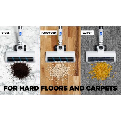 Niceboy ION Hurricane H5 - Aspirador vertical sem fio 2 em 1 150W/2200 mAh branco/azul