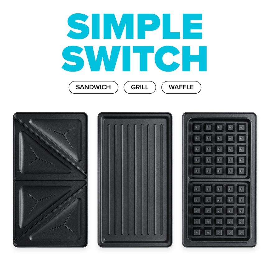 Niceboy ION Snacker S3 - Máquina de fazer sandes 3em1 750W/230V aço inoxidável/preto