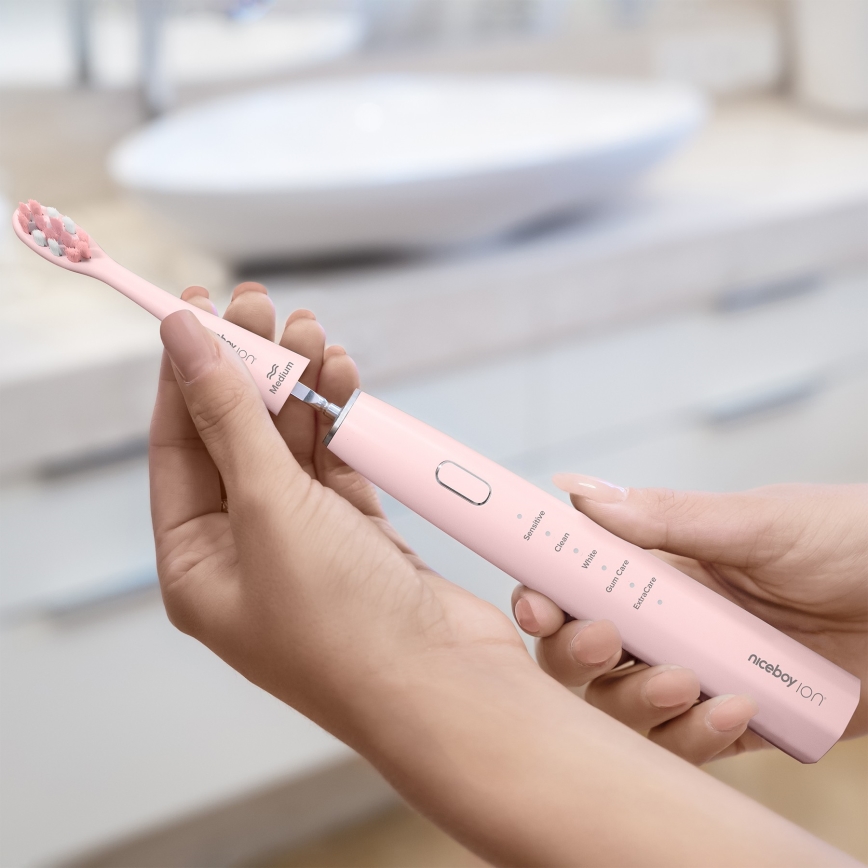 Niceboy ION Sonic - Escova de dentes sónica IPX7 rosa