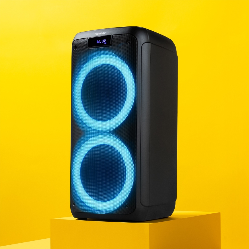 Niceboy PARTY Boss 2 - Coluna sem fios LED com microfone e função powerbank 200W/4500 mAh + comando à distância