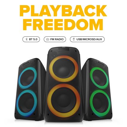 Niceboy PARTY Boss 2 - Coluna sem fios LED com microfone e função powerbank 200W/4500 mAh + comando à distância