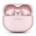 Niceboy Pins 4 - Auscultadores sem fios com ANC, estojo 400 mAh + 2x 50 mAh, IPX4, cor-de-rosa