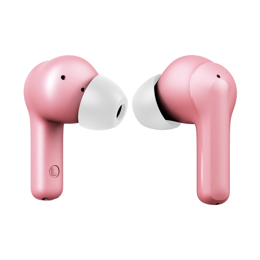 Niceboy Pins 4 - Auscultadores sem fios com ANC, estojo 400 mAh + 2x 50 mAh, IPX4, cor-de-rosa