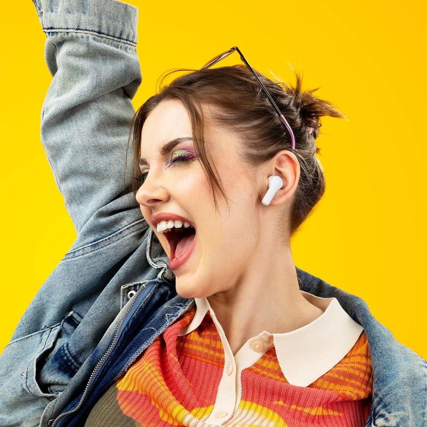 Niceboy Pins 4 - Auscultadores sem fios com ANC 400 mAh + 2x 50 mAh IPX4 branco