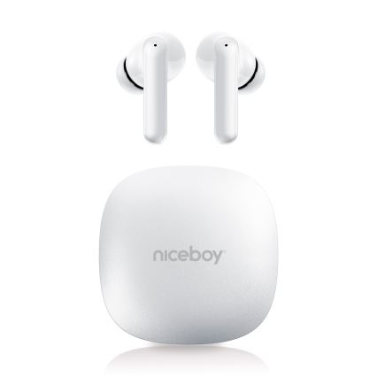 Niceboy Pins 4 PRO - Auscultadores sem fios com ANC 380 mAh + 2x 35 mAh IP54 branco