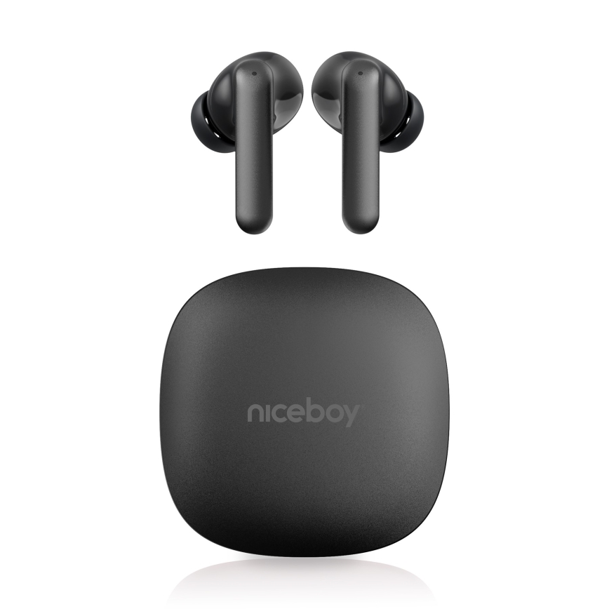 Niceboy Pins 4 PRO - Auscultadores sem fios com ANC 380 mAh + 2x 35 mAh IP54 preto