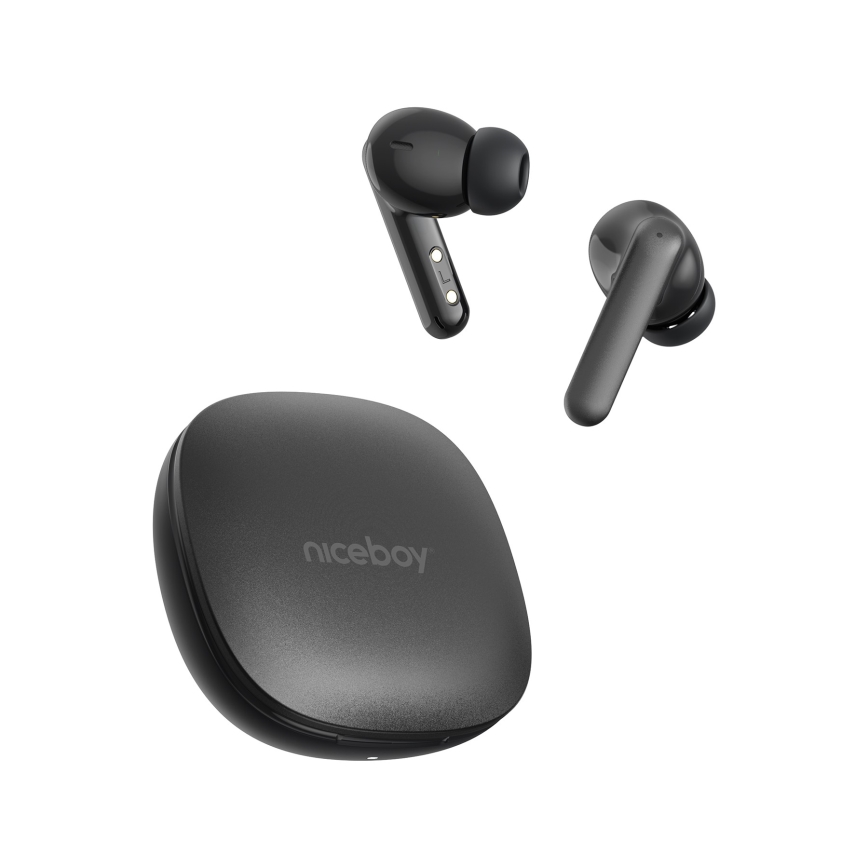Niceboy Pins 4 PRO - Auscultadores sem fios com ANC 380 mAh + 2x 35 mAh IP54 preto