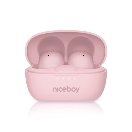 Niceboy Podsie 4 POP - Auriculares sem fios 400 mAh + 2x 40 mAh IPX4 rosa