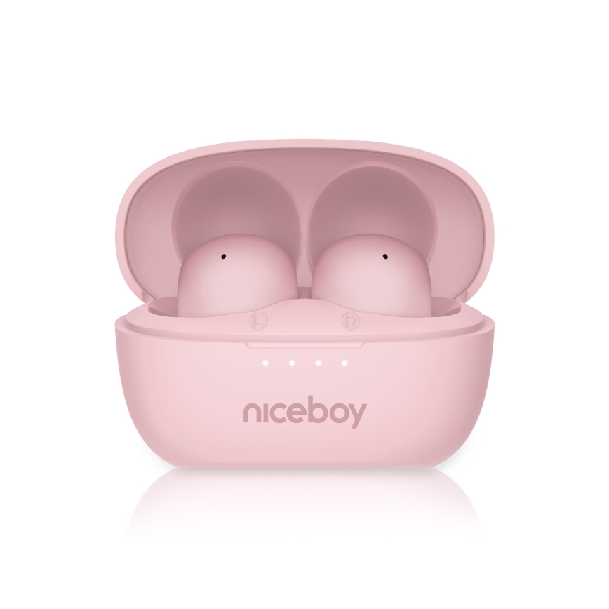 Niceboy Podsie 4 POP - Auriculares sem fios 400 mAh + 2x 40 mAh IPX4 rosa