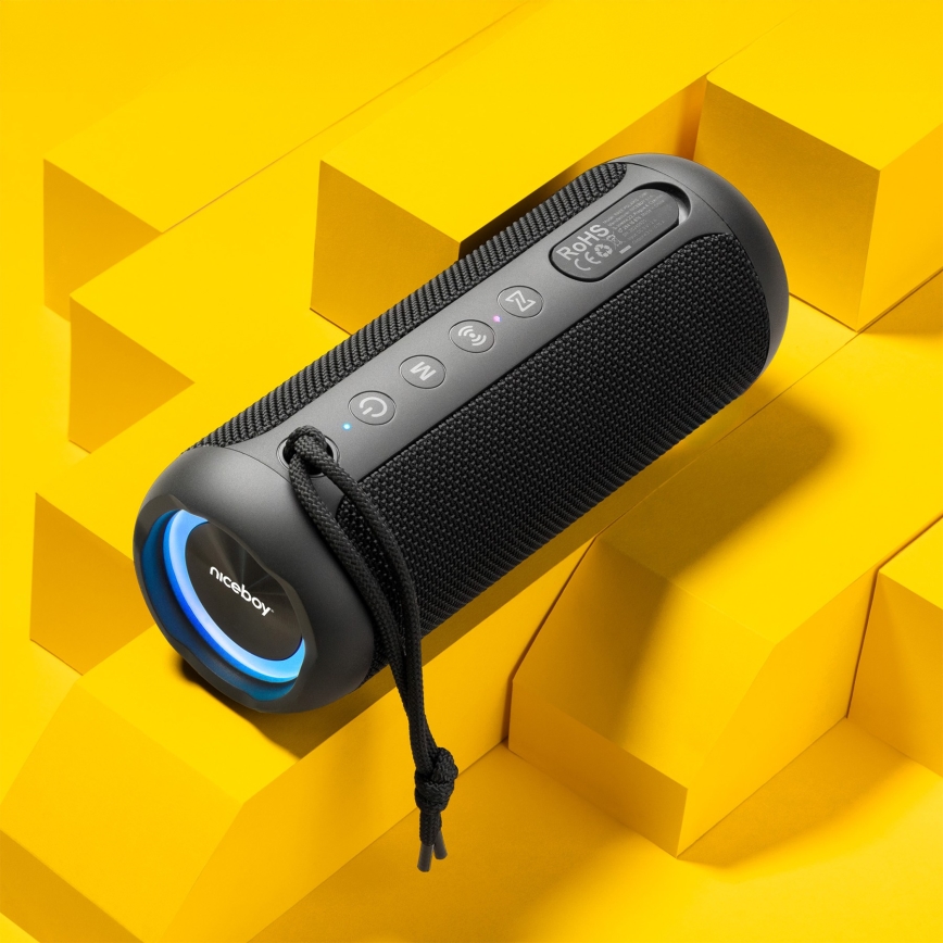 Niceboy Polaris - Coluna sem Fios LED com Microfone 30W/2000 mAh IPX7 preta