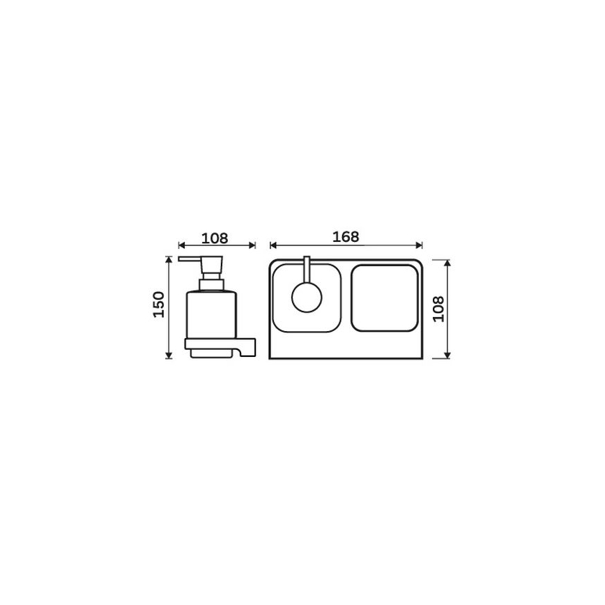 NIMCO MA 2905831C-26 - Distribuidor de sabão para parede e suporte para escova de dentes MAYA 320 mm mate copo/cromado brilhante