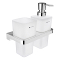 NIMCO MA 2905831H-26 - Distribuidor de sabão para parede e suporte para escova de dentes MAYA 290 mm mate copo/cromado brilhante