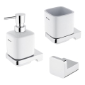 NIMCO MA conjunto-31K-26 - Distribuidor de sabonete de parede, suporte para escovas de dentes e gancho de parede MAYA 320 mm branco/cromado brilhante