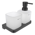 NIMCO MAC 2905831C-T-90 - Distribuidor de sabão para parede e suporte para escova de dentes MAYA 320 mm mate copo/mate preto