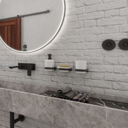 NIMCO MAC 2905831K-T-90 - Distribuidor de sabão para parede e suporte para escova de dentes MAYA 320 mm branco/mate preto