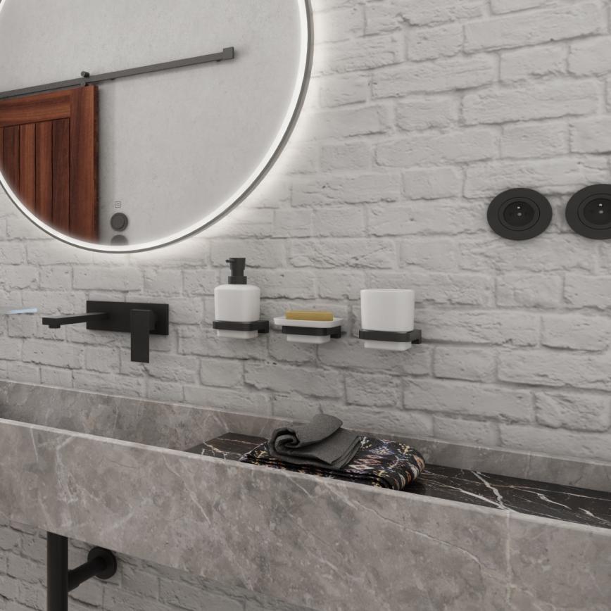 NIMCO MAC 2905831K-T-90 - Distribuidor de sabão para parede e suporte para escova de dentes MAYA 320 mm branco/mate preto