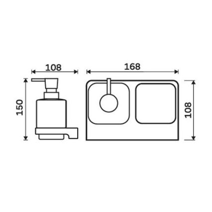 NIMCO MAC 2905831K-T-90 - Distribuidor de sabão para parede e suporte para escova de dentes MAYA 320 mm branco/mate preto