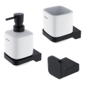 NIMCO MAC conjunto-31K-T-90 - Distribuidor de sabonete de parede, suporte para escovas de dentes e gancho de parede MAYA 320 mm branco/mate preto