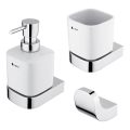 NIMCO NK conjunto-31K-26 - Distribuidor de sabonete de parede, suporte para escovas de dentes e gancho de parede NIKAU 320 mm branco/cromado brilhante
