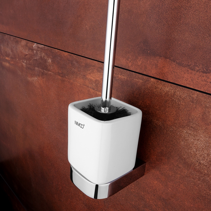 NIMCO NK conjunto-94KN-26 - Piaçaba de parede e suporte para papel higiénico NIKAU branco/cromado brilhante