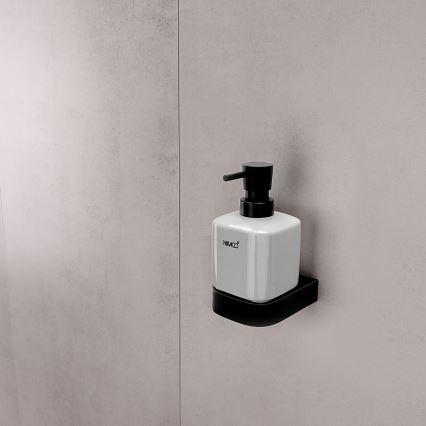NIMCO NKC conjunto-31K-T-90 - Distribuidor de sabonete de parede, suporte para escovas de dentes e gancho de parede NIKAU 320 mm branco/mate preto