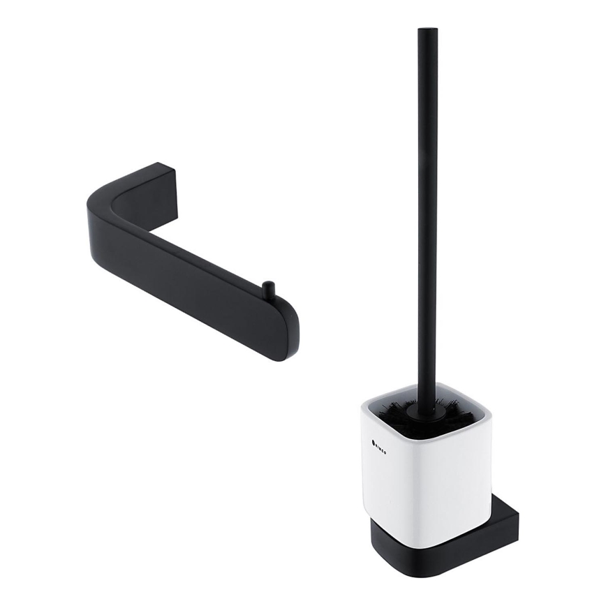 NIMCO NKC conjunto-94KN-90 - Piaçaba de parede e suporte para papel higiénico NIKAU branco/mate preto