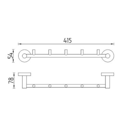 NIMCO UN 13054-5-26 - Suporte de parede para toalha UNIX 41,5 cm cromado brilhante