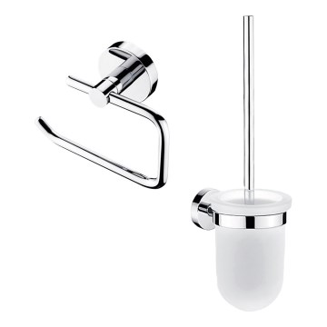 NIMCO UN conjunto-94WN-26 - Piaçaba de parede e suporte para papel higiénico UNIX cromado brilhante