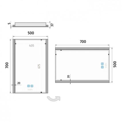 NIMCO ZP 11001VX - Espelho de casa de banho retroiluminado LED regulável por dimmer LED/21W/230V 3000-6500K 70x50 cm IP44