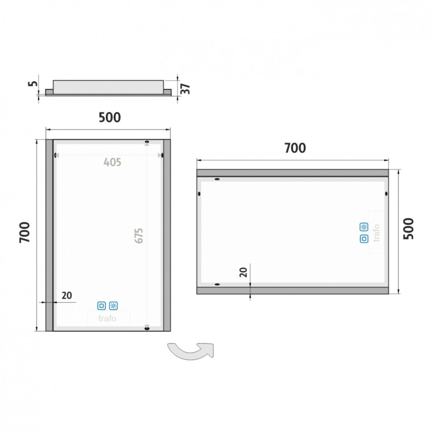 NIMCO ZP 11001VX - Espelho de casa de banho retroiluminado LED regulável por dimmer LED/21W/230V 3000-6500K 70x50 cm IP44
