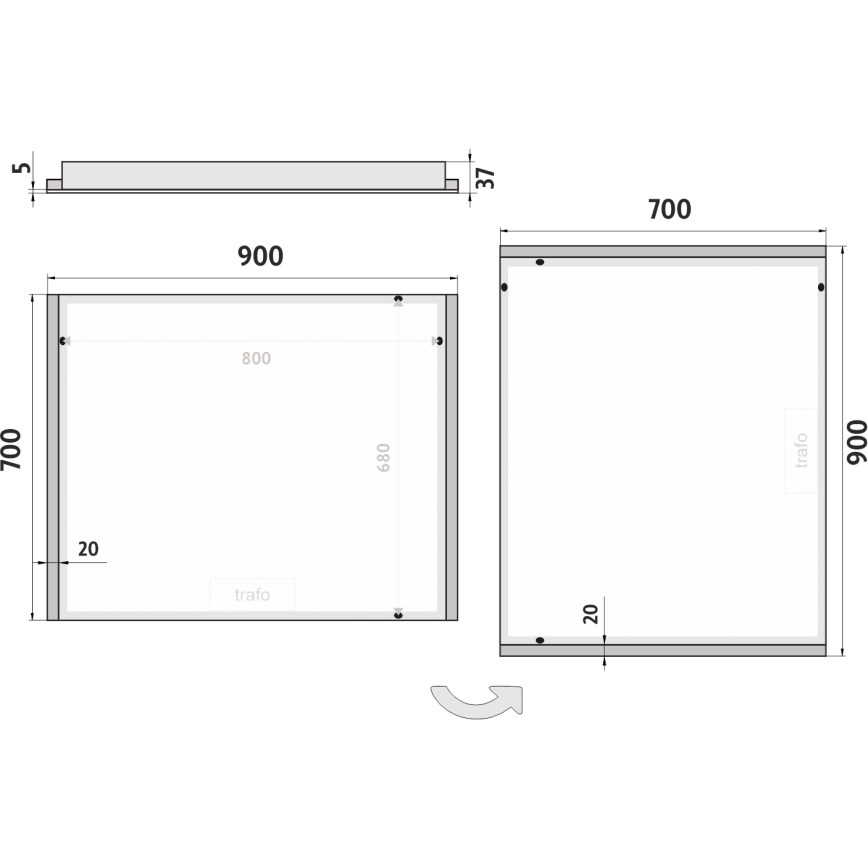 NIMCO ZP 11019 - Espelho de casa de banho retroiluminado LED/21W/230V 6500K 70x90 cm IP44