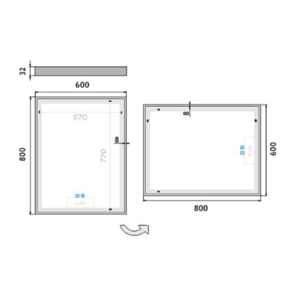 NIMCO ZP 13002VX - Espelho retroiluminado LED regulável para casa de banho LED/41W/230V 3000-6500K 80x60 cm IP44
