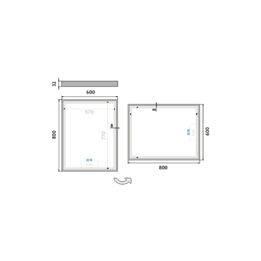 NIMCO ZP 13002VX - Espelho retroiluminado LED regulável para casa de banho LED/41W/230V 3000-6500K 80x60 cm IP44