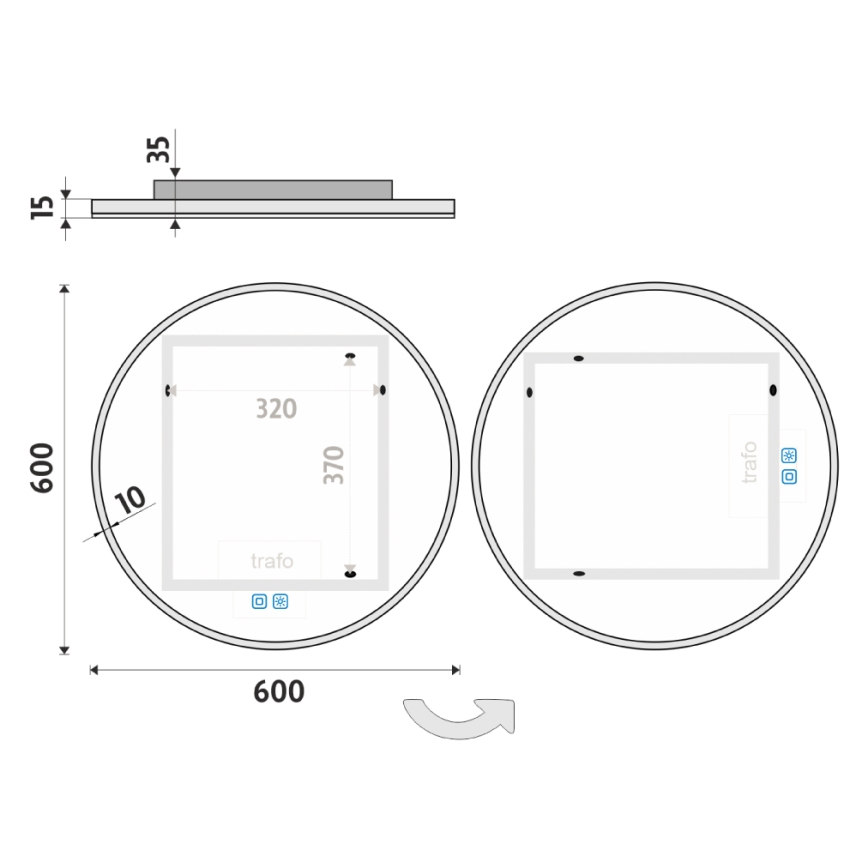 NIMCO ZP 26000RVX - Espelho retroiluminado para casa de banho com LED regulável LED/26W/230V 3000-6500K Ø 60 cm IP44