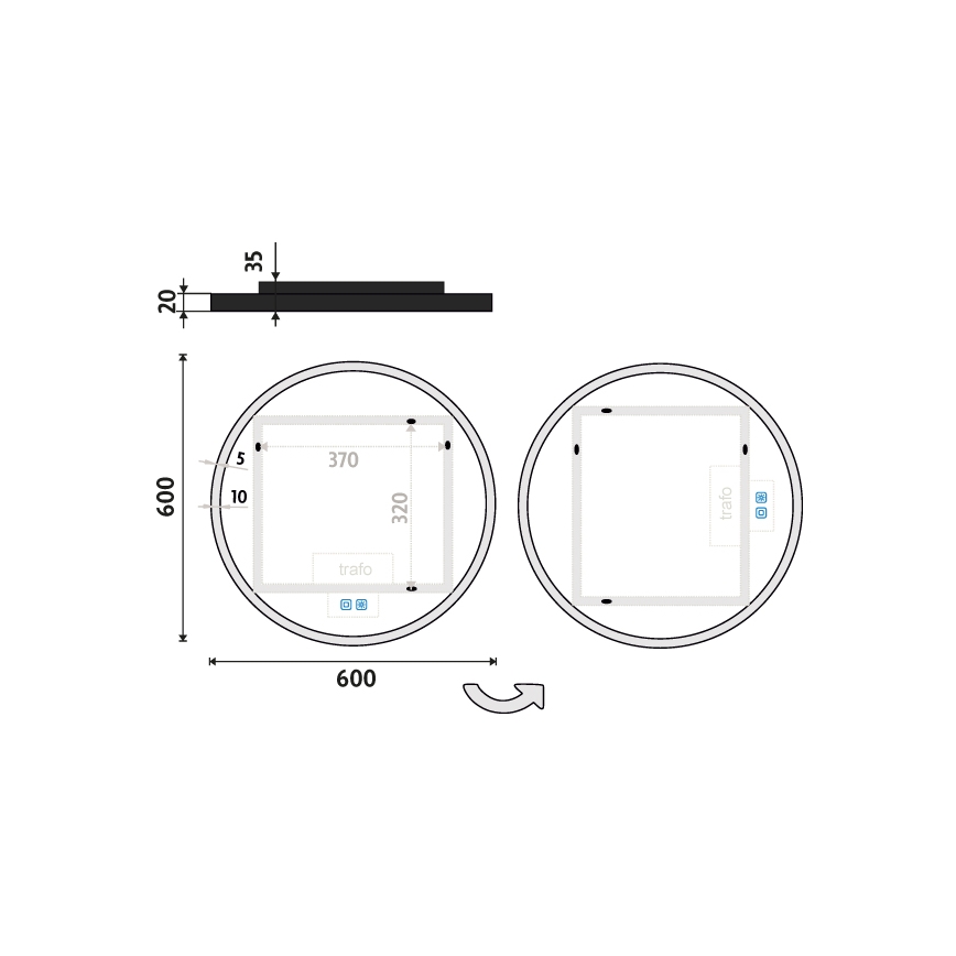 NIMCO ZPC 28000RVX-90 - Espelho retroiluminado LED dimerizável para casa de banho LED/26W/230V 3000-6500K Ø 60 cm preto mate IP44
