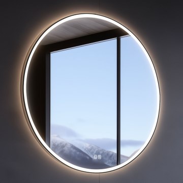 NIMCO ZPC 28001RVX-90 - Espelho para casa de banho LED retroiluminado dimerizável, LED/33W/230V, 3000-6500K, diâmetro 70 cm, preto mate, IP44