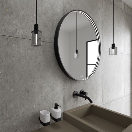 NIMCO ZPC 31001RVX-90 - Espelho com retroiluminação LED para casa de banho com regulação LED/22W/230V 3000-6500K diâmetro 70 cm mate preto IP44