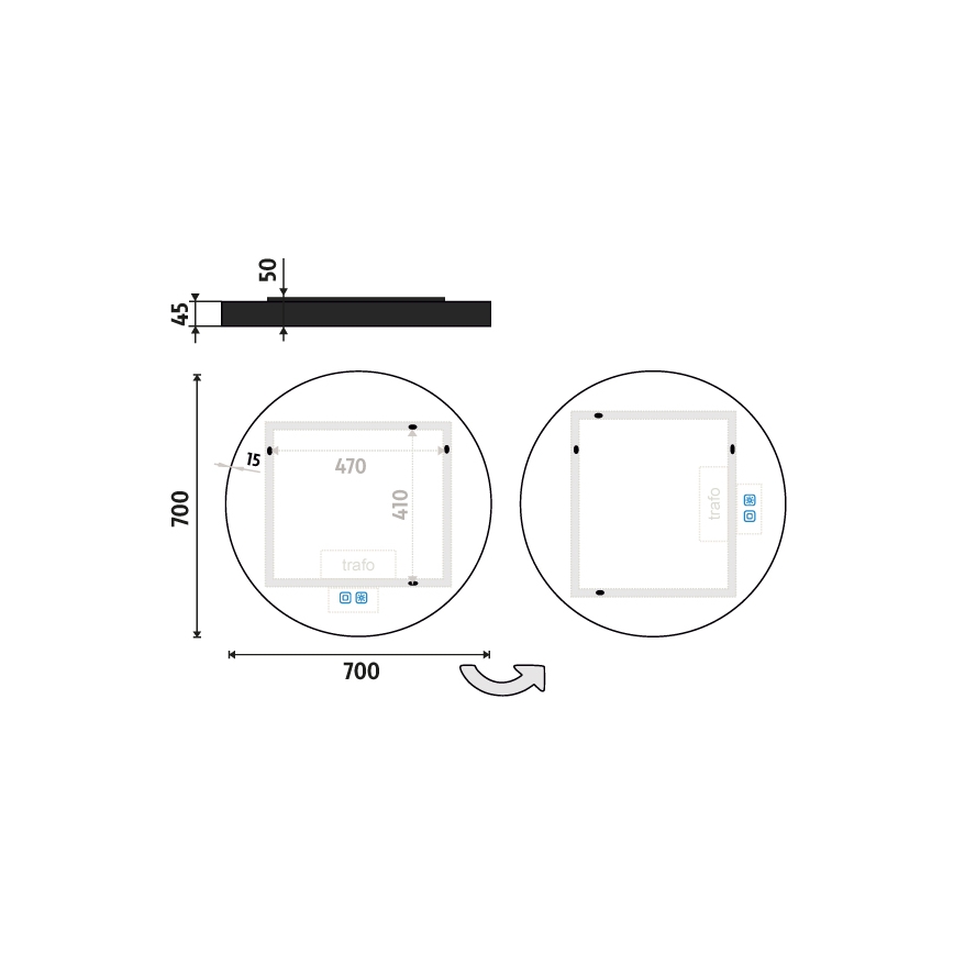 NIMCO ZPC 31001RVX-90 - Espelho com retroiluminação LED para casa de banho com regulação LED/22W/230V 3000-6500K diâmetro 70 cm mate preto IP44