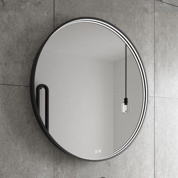 NIMCO ZPC 31001RVX-90 - Espelho com retroiluminação LED para casa de banho com regulação LED/22W/230V 3000-6500K diâmetro 70 cm mate preto IP44